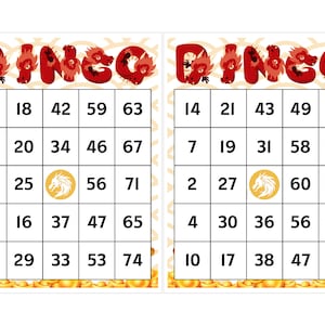 50 cartas de bingo del Año del Dragón - Tema del Año Nuevo Chino - Juego de fiesta festivo - Opciones de paquete 1/2/4/6