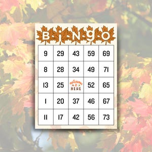 600 tarjetas de bingo con temática de hojas de otoño: perfectas para fiestas y eventos de otoño. Opciones de paquetes de 1, 2, 4 y 6 disponibles.