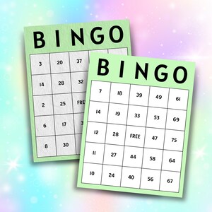 100 groene digitale bingokaarten | Perfect voor gelegenheden en evenementen | 1/2/4/6 kaarten per paginaset | Babyshower feestspelset