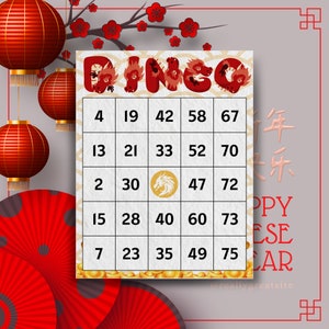 300 Jaar van de Draak Chinees Nieuwjaar Bingokaarten - Feestelijk gezelschapsspel - 1/2/4/6 pakketten beschikbaar