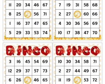 100 Year of the Dragon Bingo Cards - Chinese New Year Celebration Game - 1/2/4/6 Pack Options for Festive Fun