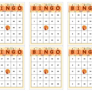 100 Pumpkin Bingo Cards, Autumn Leaves Design, 1/2/4/6 Cards per ...