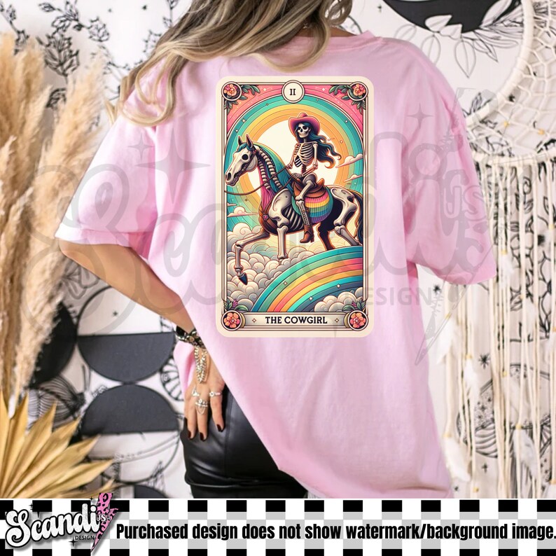 Cowgirl Skeleton Tarot Card PNG | Western Sublimation (Digital Download) image 4