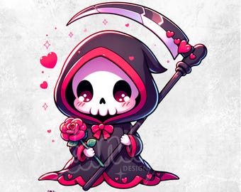 PNG fofo da Morte Apaixonada, Camiseta engraçada de Dia dos Namorados, Adesivo para camiseta com esqueleto, Clipart de amor em alta, Rosas vermelhas da morte, Caneca DTF para sublimação