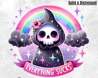 Cute Grim Reaper PNG | Pastel Goth Skeleton Clipart (Digital Download)