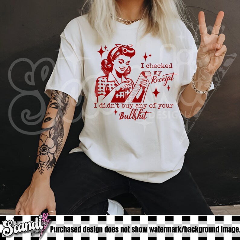 Sarcastic Retro Housewife PNG | Receipt Sublimation Design (Digital Download) image 2