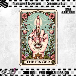 Der Finger Lustige Tarotkarte PNG | Sarkastisches trendiges Sublimationsdesign | Freche Hexe | T-Shirt mit Humor für Erwachsene | Hexenbecher | F Du | Drittes Auge