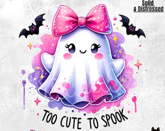 Too Cute To Spook PNG, Cute Pastel Halloween Clipart, Kids Ghost Sublimation Design, Spooky Png, Trendy Halloween UV DTF Transfer, Sticker