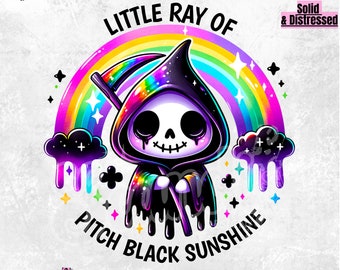 Snarky Skeleton Clipart | Little Ray of Pitch Black Sunshine (PNG Digital Download)