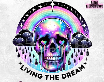 Living the dream PNG | Snarky Skeleton PNG | Sarcastic PNG | Funny Sublimation Design | Skeleton png | Skeleton holographic | Funny T-shirt