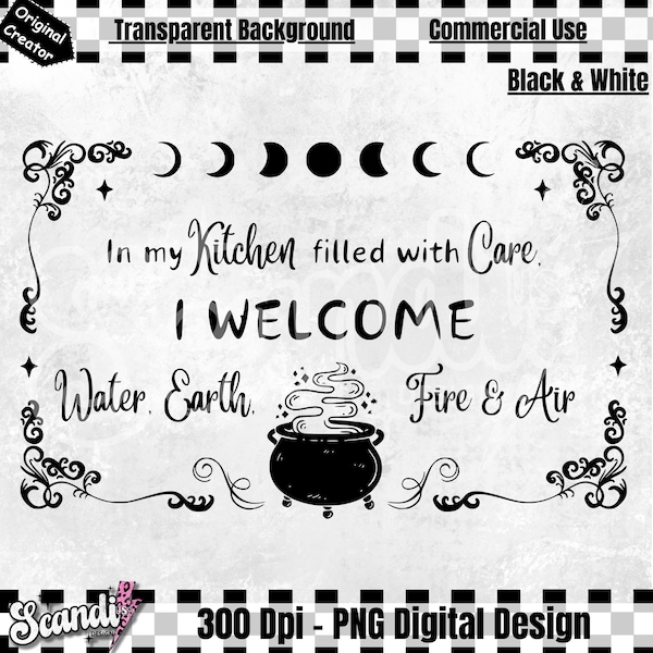 In my kitchen filled with care PNG - Witch kitchen PNG - Magic Kitchen PNG - Kitchen vintage poster PnG - Witches Kitchen PnG - Witchcraft