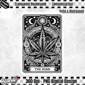 Carta de Tarô The High Cannabis PNG | Design de Sublimação de Maconha | Camiseta 420 Weed Witchy Vibes para Fumante de Maconha PNG | Carta de Tarô Engraçada