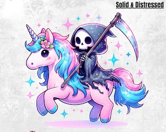 Unicorn Grim Reaper PNG | Spooky Unicorn Clipart | Sublimation | Pastel Goth Digital Download | Printable | Sticker