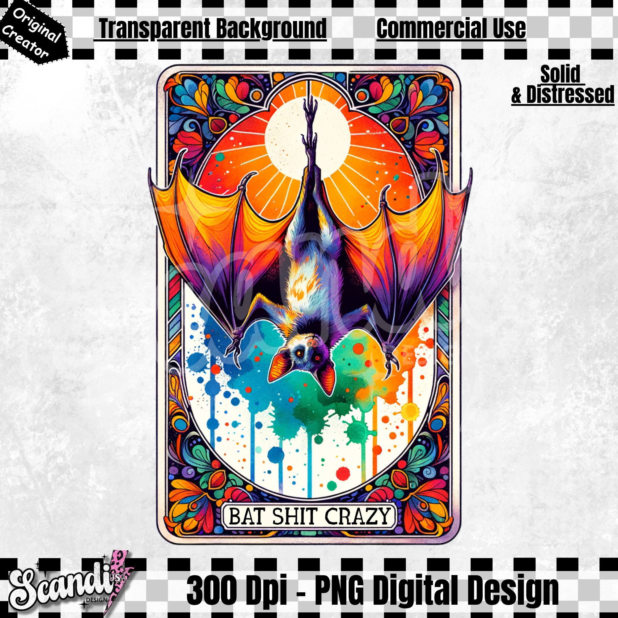 Bat shit crazy tarot card PNG | Halloween bat clipart batty adult humor | nocturnal bats mug sublimation | Funny Tarot shirt Sticker design