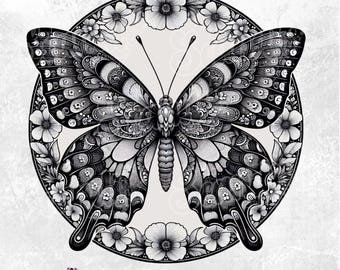 Celestial lunar moth PNG vintage moth crystals clipart cottagecore shirt boho Flowers PNG witchy aesthetic mystical moon digital floral