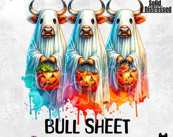 Bull Sheet PNG, Halloween Png, Bull Png, Ghost Cows Png, Funny Cow Png, Fall Png, Cow Lover Png, Spooky Season Png, Instant Download
