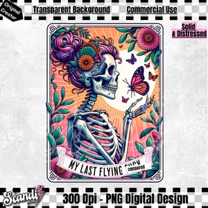 Carte de tarot drôle The Last Flying F*ck PNG | Design sublimation squelette sarcastique | T-shirt impertinent de sorcière fichier PNG | Humour adulte