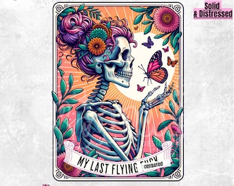 My Last Flying F*ck Funny Tarot Card PNG | Sarcastic Sweary Skeleton Sublimation Design | Sassy Witchy T-Shirt PNG File | Adult Humor