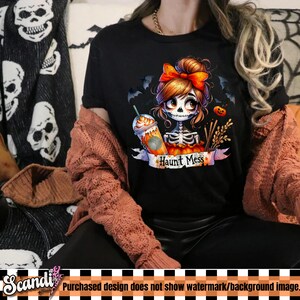 Haunt Mess PNG | Halloween Coffee Skeleton Clipart | Hot Mess Skeleton Sublimation | Spooky Uv DTF Transfer Design | Halloween Tshirt image 3