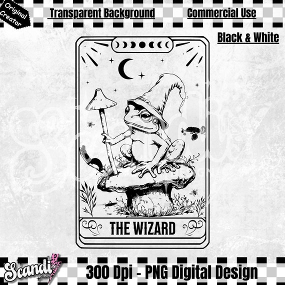 The Wizard Funny Tarot Card - PNG Sublimation - Tarot Design - Tarot Reading - Witchy - Tarot card PNG - Witch Tarot PNG - Frog wizard