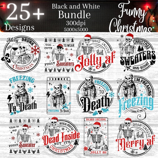 Funny Christmas skeleton bundle 25+ designs PNG - Christmas Tarot PNG - Funny Christmas PNG - Christmas - Creepy Christmas - Funny Tarot png