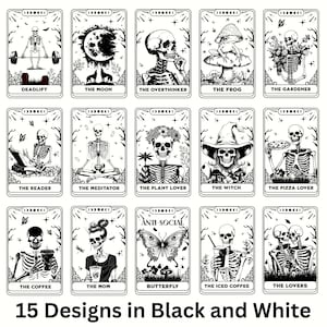Tarotkarten lustiges Bundle PNG - Sublimation - Tarotkarte PNG, Tarot Bundle png, Lustige Tarotkarten PNG, Skelett png, Totenkopf png, Spirituelles png