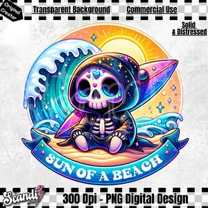 Funny Summer Grim reaper PNG | Sun of a Beach PNG | Snarky Skeleton Sublimation | Summer Vacation DTF | Trendy Shirt | Cute Grim Reaper