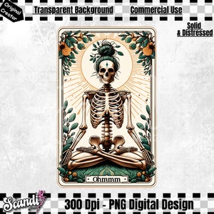Tarô engraçado Ohmmm PNG | Manifeste essa merda | Meditar esqueleto | Camisa Zen | Sublimação DTf | Camisa espiritual do tarot | Design de adesivos | zen