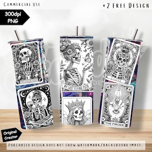 cartões sarcásticos de Tarot Envoltório Tumbler | Esqueleto de Bruxa Juro | Envoltório de copo reto magro de 20 onças | Design de Sublimação | Cartas de tarô engraçadas