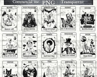 Tarot cards funny Bundle PNG - Sublimation - Tarot card PNG, Tarot bundle png, Funny tarot cards PNG, Skeleton png, skull png, Spiritual png