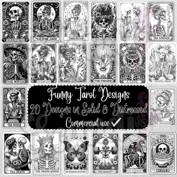 Funny Tarot cards Bundle PNG | Sublimation | Tarot card PNG | Funny tarot cards PNG | Snarky Skeleton | Witchy Tarot | Sarcastic Funny Tarot