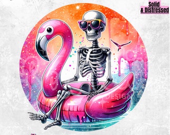 Snarky Summer Skeleton PNG | Flamingo Float (Digital Download)