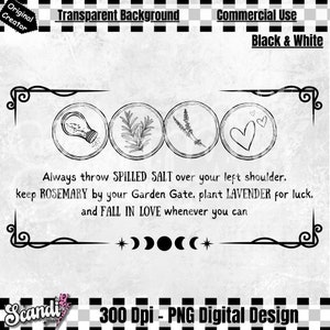 Always throw spilled salt PNG, kitchen Witch, Magic Kitchen PNG, Kitchen Sign PNG, Witchy Kitchen, Wicthcraft png, Magical, kitchen vintage