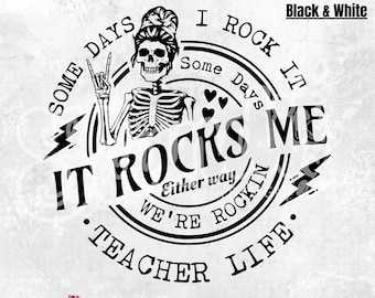 Rockin 'Lehrer Leben Skelett PNG - Sublimations-Design (Digitaler Download)