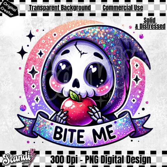 Funny Bite Me PNG | Sarcastic Skeleton Sublimation | Witchy Skull | Grim Reaper PNG | Trendy T-Shirt Mug Tumbler Design | Skeleton | DTF