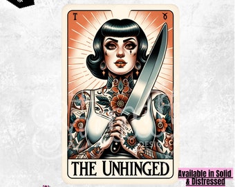 Retro Tattoo Tarot Card PNG | Unhinged Girl Graphic (Digital Download)