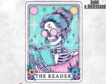The Reader Tarot Card PNG | Skeleton Reading Sublimation Design (Digital Download)