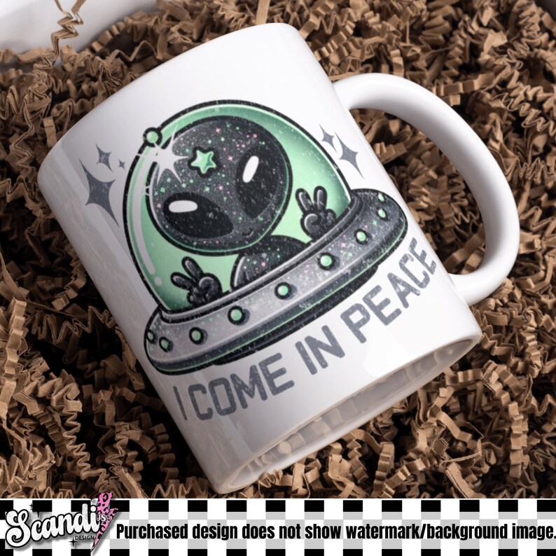 Cute Alien UFO PNG | I Come in Peace Clipart (Digital Download) image 4