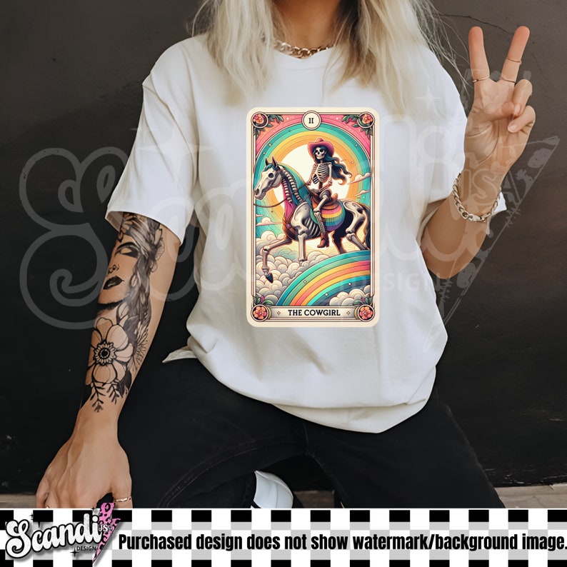 Cowgirl Skeleton Tarot Card PNG | Western Sublimation (Digital Download) image 2