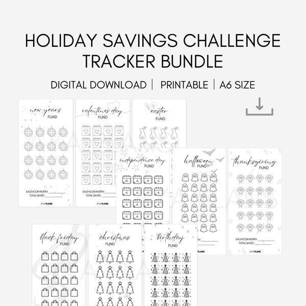 Printable Holiday Savings Challenge Tracker Bundle | A6 Size | Digital Download