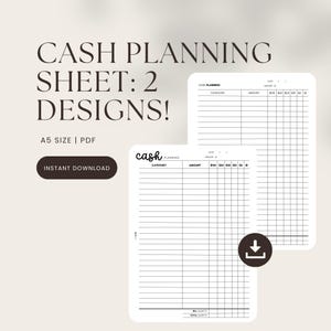 Printable A5 Cash Planning Sheet | Digital Download