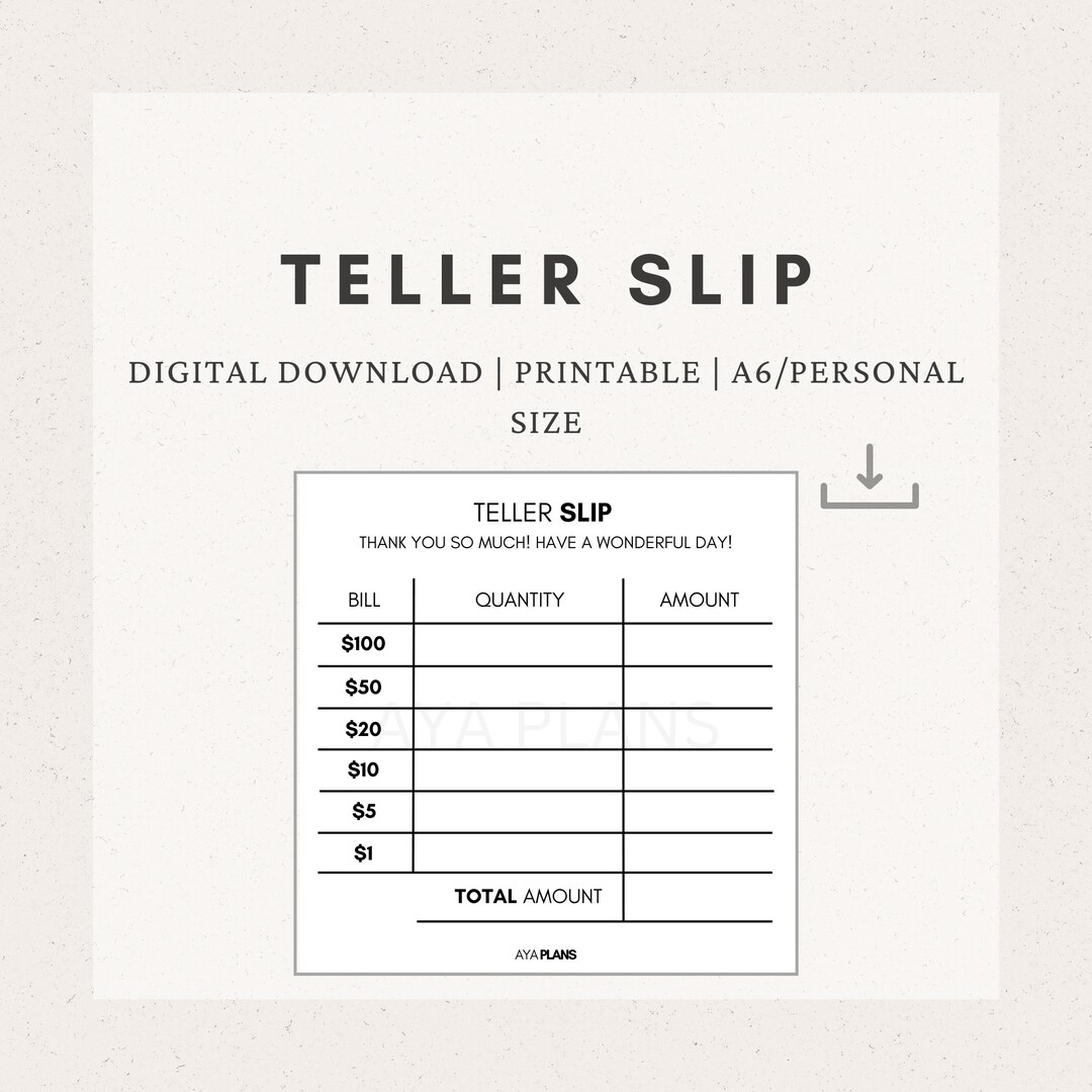 Printable Teller Slip Digital Download - Etsy Australia