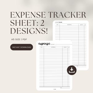 Printable A5 Expense Tracker Planning Sheet | Digital Download