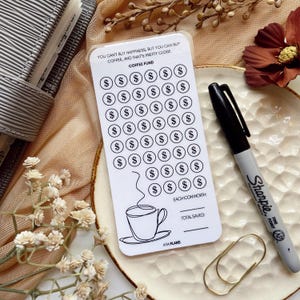 Coffee Sinking Funds Tracker | Laminated A6 Cash Savings Tracker