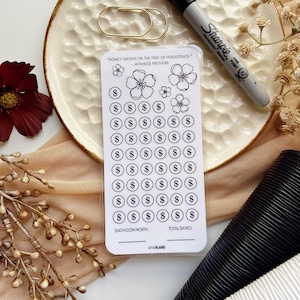 Cherry Blossom Sinking Funds Tracker | Laminated A6 Cash Envelope Savings Tracker