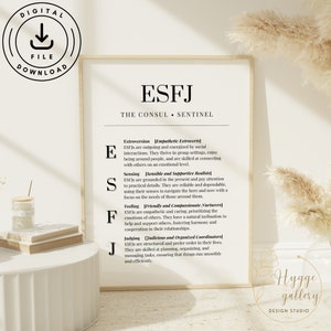 ESFJ, Personality Prints, MBTI, Modern Wall Art, Minimalist, Clean, Home and Office, Digital Download