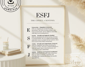 ESFJ, Personlighetstryck, MBTI, Modern Väggkonst, Minimalistisk, Ren, Hem och Kontor, Digital Nedladdning