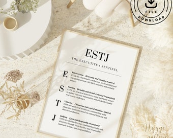 ESTJ, Personality Prints, MBTI, Modern Wall Art, Minimalist, Clean, Home and Office, Digital Download