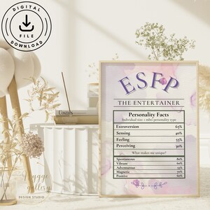 ESFP, Personality Prints, MBTI, Modern Wall Art, Minimalist, Clean, Home and Office, Digital Download