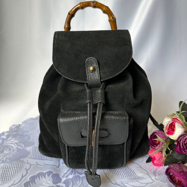Vintage Gucci bamboo Suede backpack mini size